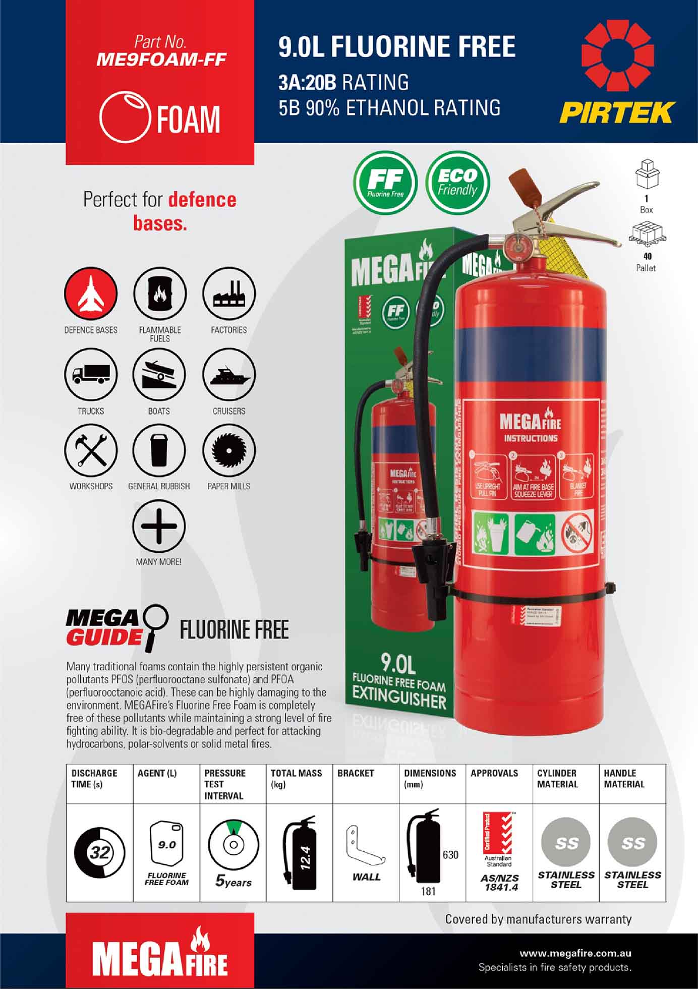 PSU180  90L Fluorine Free Fire Extinguisher  ME9FOAMFF01225ppiweb