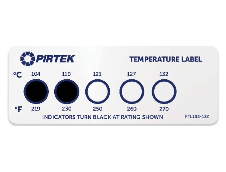 Pirtek Temperature Indicator Label